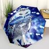 1PC Mysterious Snowy Owl Folding Umbrella Auto-Open Design 8 Iron Ribs Plastic Handle Foldable Sunshade Perfect Christmas Gifts