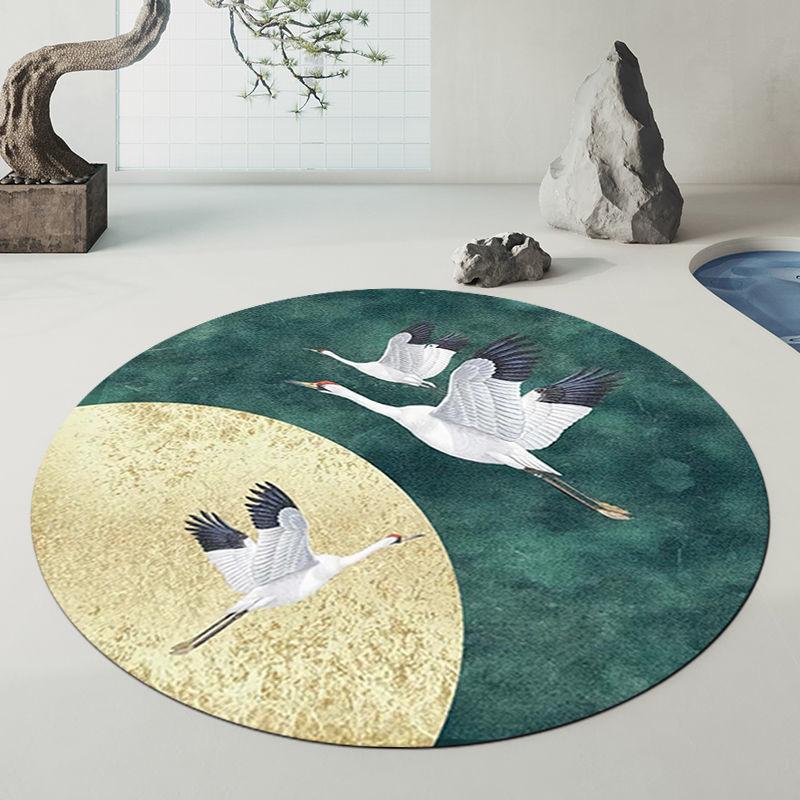 

New Chinese Style Circular Carpet Living Room Coffee Table Carpet Chinese Style Bedroom Bedside Carpet Anti Slip diameter 120cm