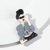 New Fashion Lady Acrylic Brooches for Women Cute Cartoon Glasses Girl Figure Badge Pins Casual Jewelry Clothes Accessories Gift