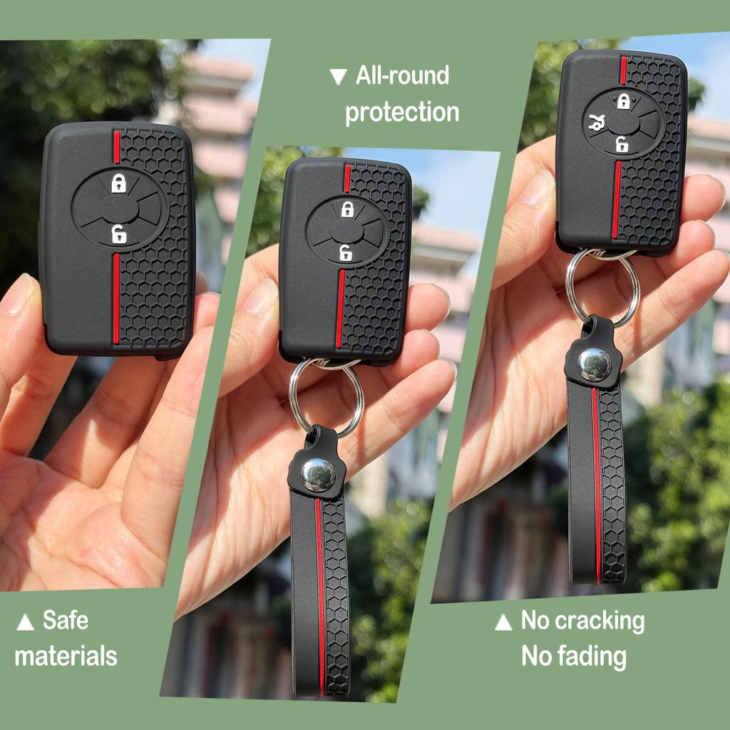 Silicone Car Remote Key Case Cover With Keychain Holder For Toyota Vanguard Rav4 2008 Estima 2006 2 Buttons Key Shell