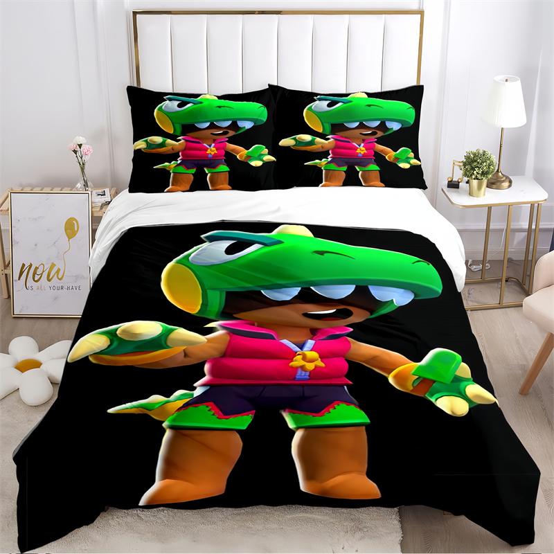 

Cartoon Purple Character Print Bedding Set, Kids Game Themed Duvet Cover Set(1 * duvet cover + 2 * pillowcase, without core) 135x200cm