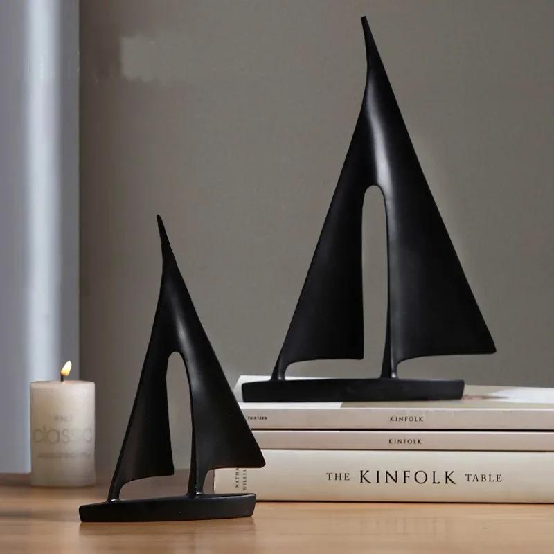 Nordic Simple Black and White Sailboat Model Light Luxury Creative Decoration Living Room Home Decoration Handicraft Decoration