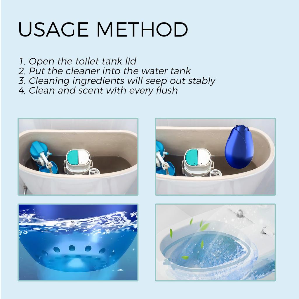 3Pcs Toilet cleaner Drain tank rose fragrance freshener Deodorant stain remover House bathroom cleaner products