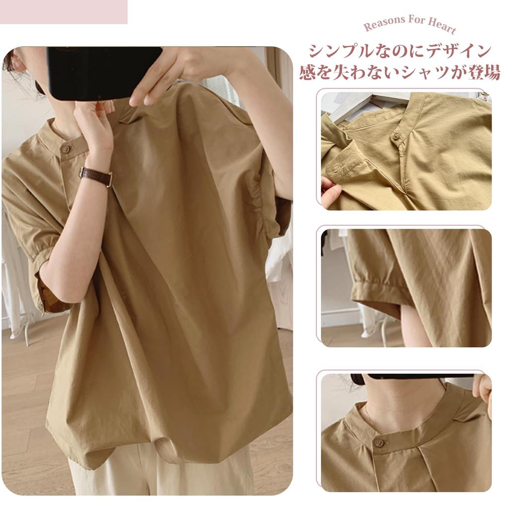 ORWZDCO Round Short Sleeve Loose Irregular Solid Office Everyday Women's Shirt, Neck, 3/4 Sleeve, Blouse, Fit, Pattern, Color, Slimming, Wear, Simple,