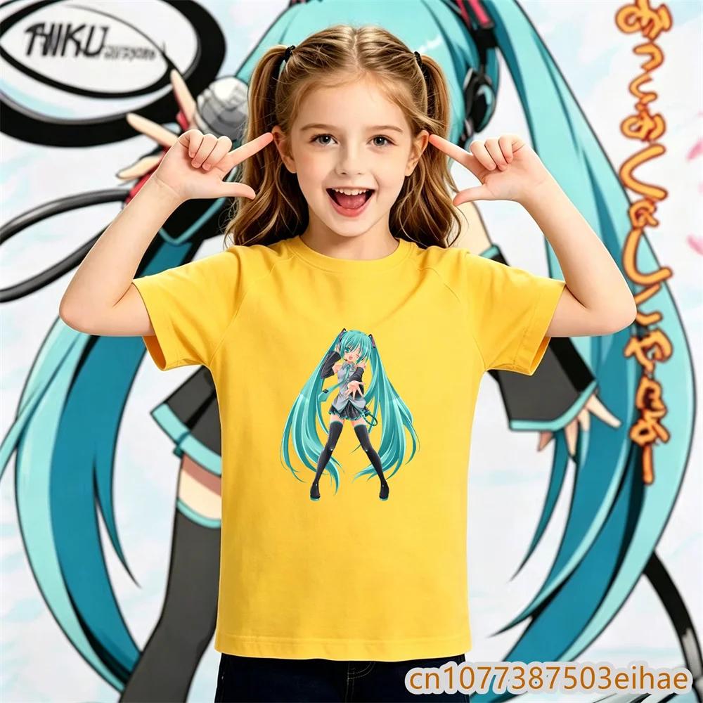 Boys Girls Daily Sportswear 2026 Summer Hatsune Miku Y2K Retro Printed Short Sleeve TShirt Loose Breathable Unisex Fashion Tee