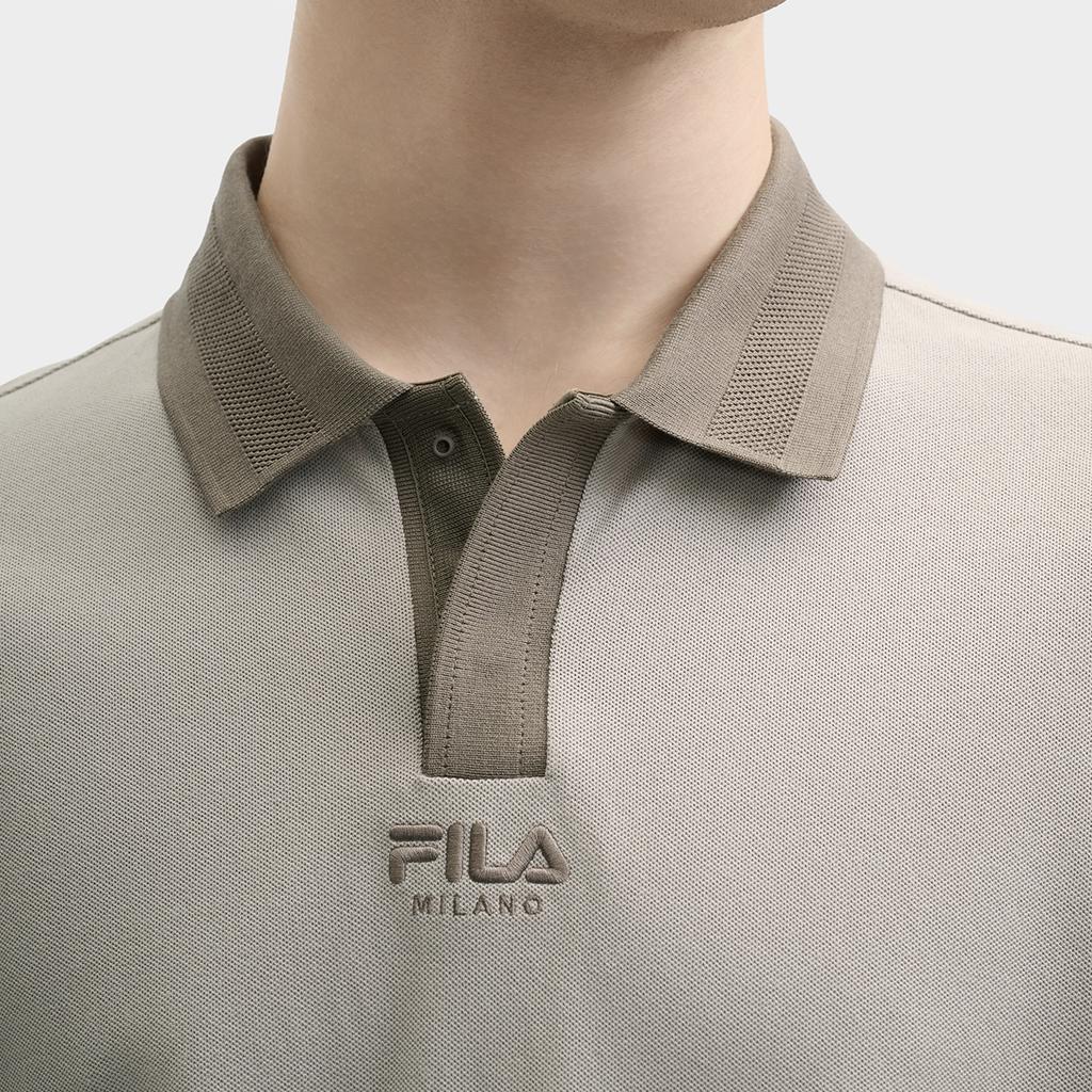 Fila Milano Series Casual Versatile Logo Short Sleeve Polo Shirt Men Tops Gray F11M525108F-GY