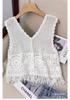 Hollow knitted vest cardigan women's outer wear, new loose short hook-up with shawl top in summer