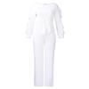 Zweiteiliges Set aus modischem, schmal geschnittenem Oberteil mit Kordelzug und lässiger Hose für Damen