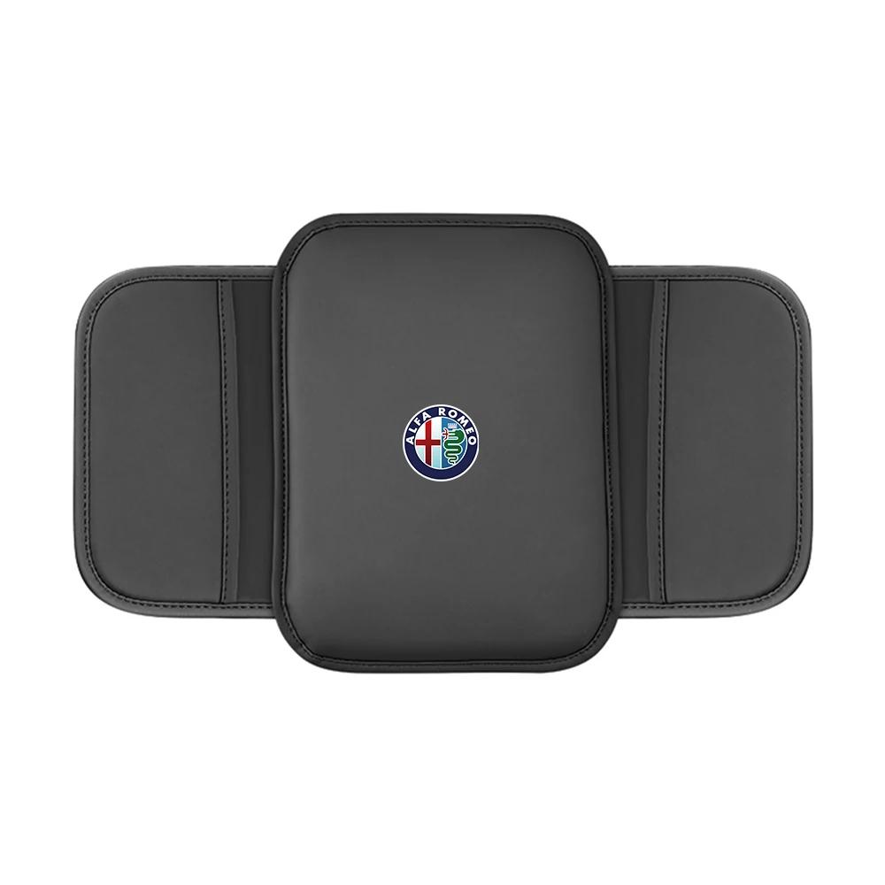 Hub Caps 1pc Black Car Armrest Box Pad PU Leather Arm Rest Protection Cushion Cover For Alfa Romeo 159 Giulietta Mito 147 Stelvi CVQ1