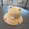 Cute Kids Sun Hat With 3D Cartoon Bear And Dinosaur Summer UV Protection Bucket Cap For Boys And Girls Straw
