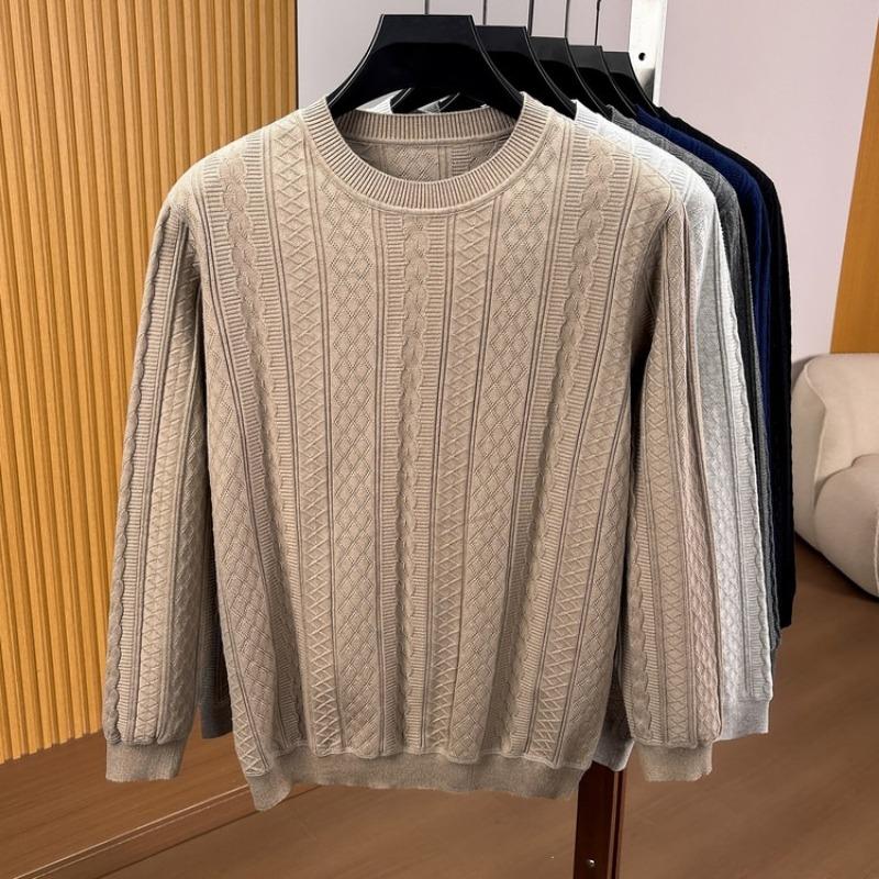 Men S Long Sleeve Knit Sweater Crew Neck Casual Jacquard Pullover