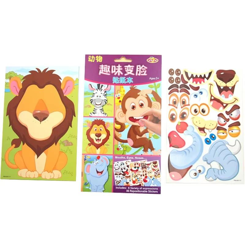 Children Kids Make Your Own Face Stickers Toys Cute Cartoon Dinosaur Puzzle Diy Sticker Games For Early Education Gift Toy