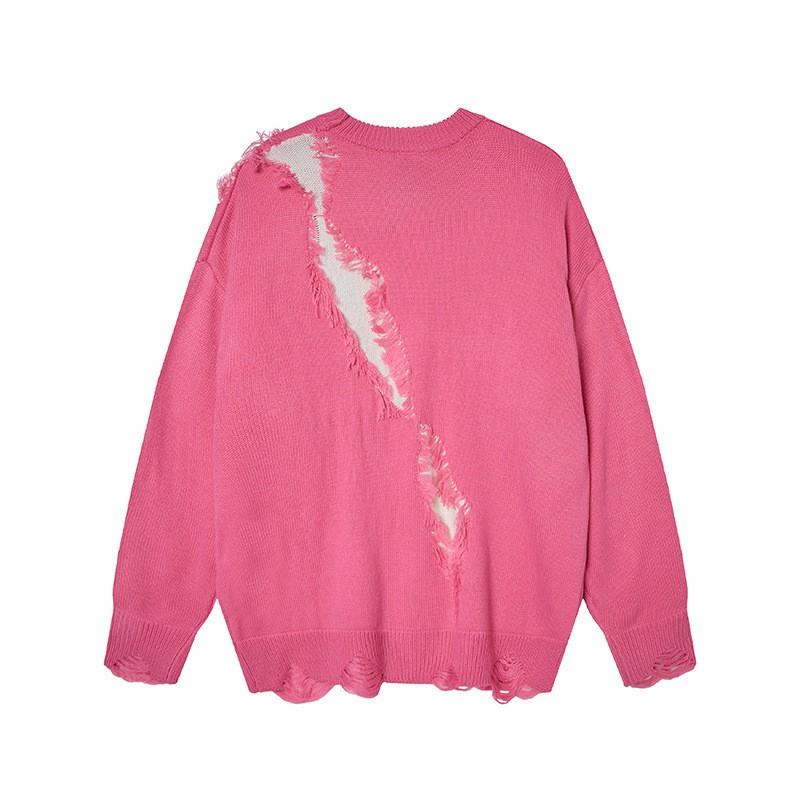 Vintage American Style Oversized Knit Sweater Teens Warm Thick Fuzzy Pullover Streetwear