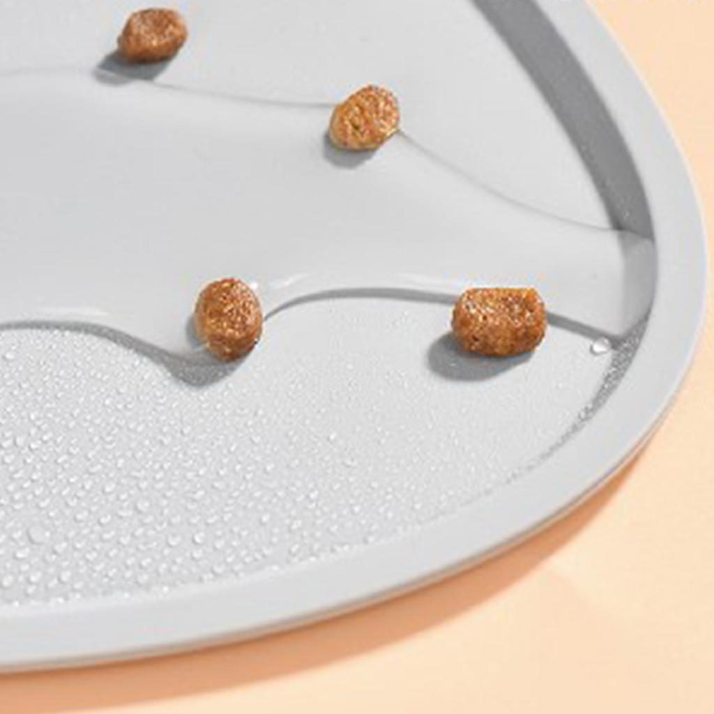 Cat Bowl Mat 17.3in Long 9.8in Wide Soft Anti Slip Silicone Spill Proof Pet Food Pad for Home Indoor Floor Gray