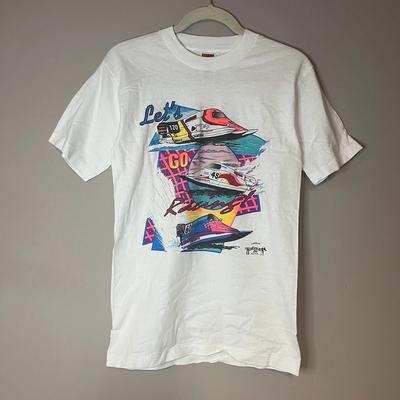 VTG Lets Go Racing Graphic T-Shirt Hatman & Co Raceboat Powerboat Medium