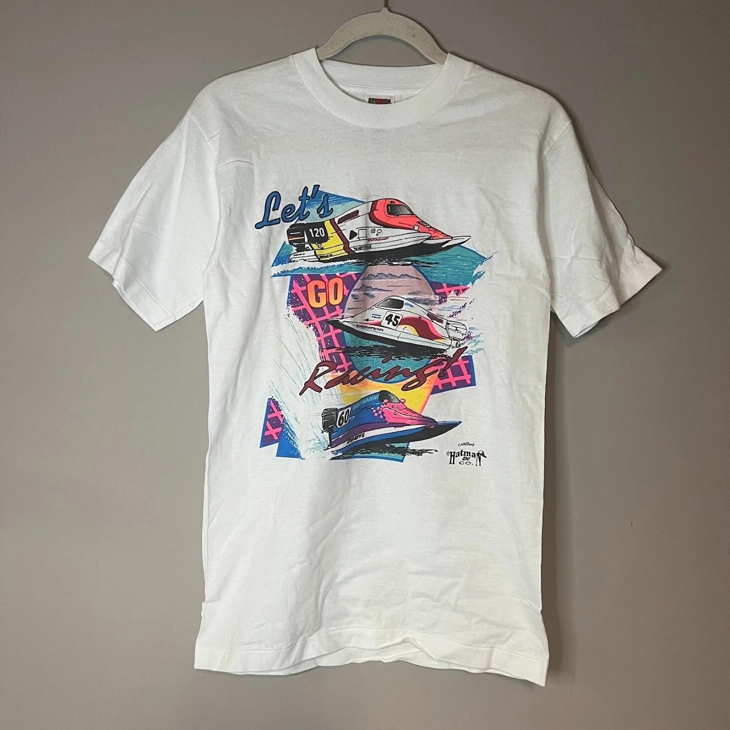

VTG Lets Go Racing Graphic T-Shirt Hatman & Co Raceboat Powerboat Small M