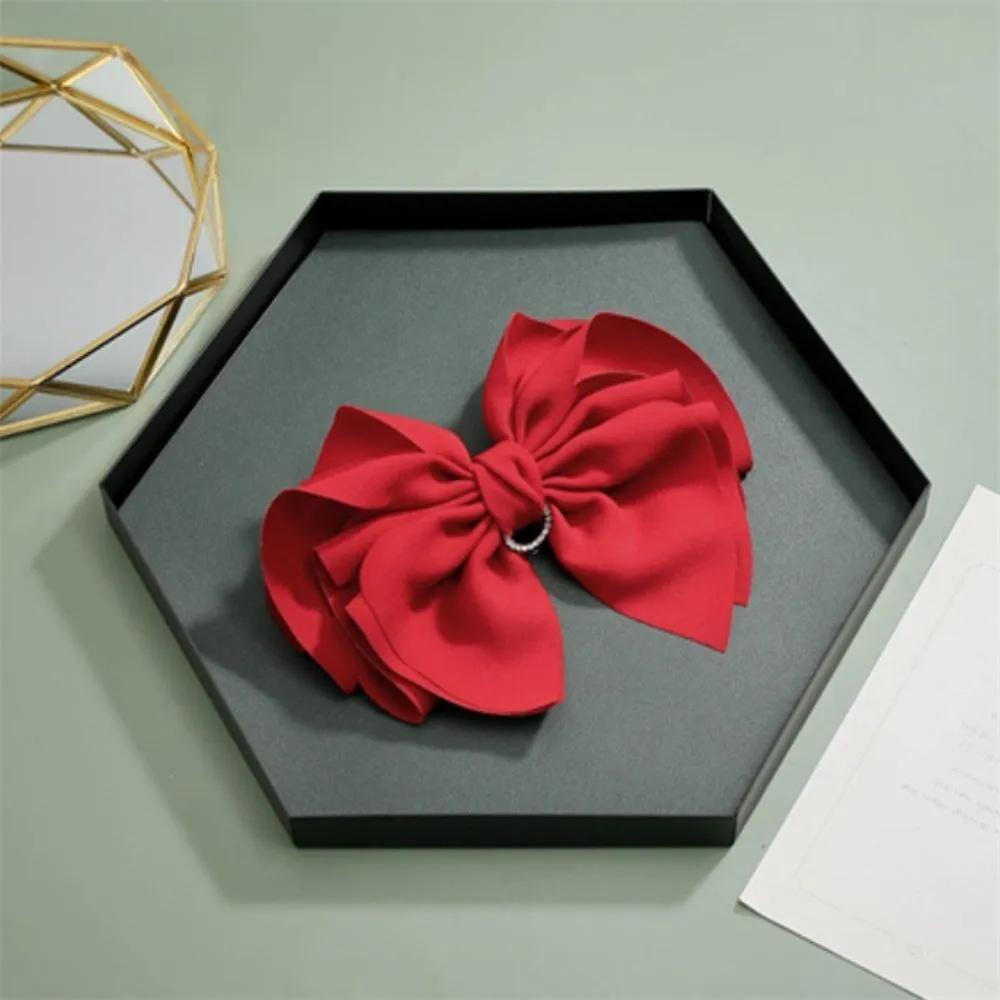 Ribbon Cubic Automatic Hairpin Red Winter Ribbon Pin Long Hair Hairpin