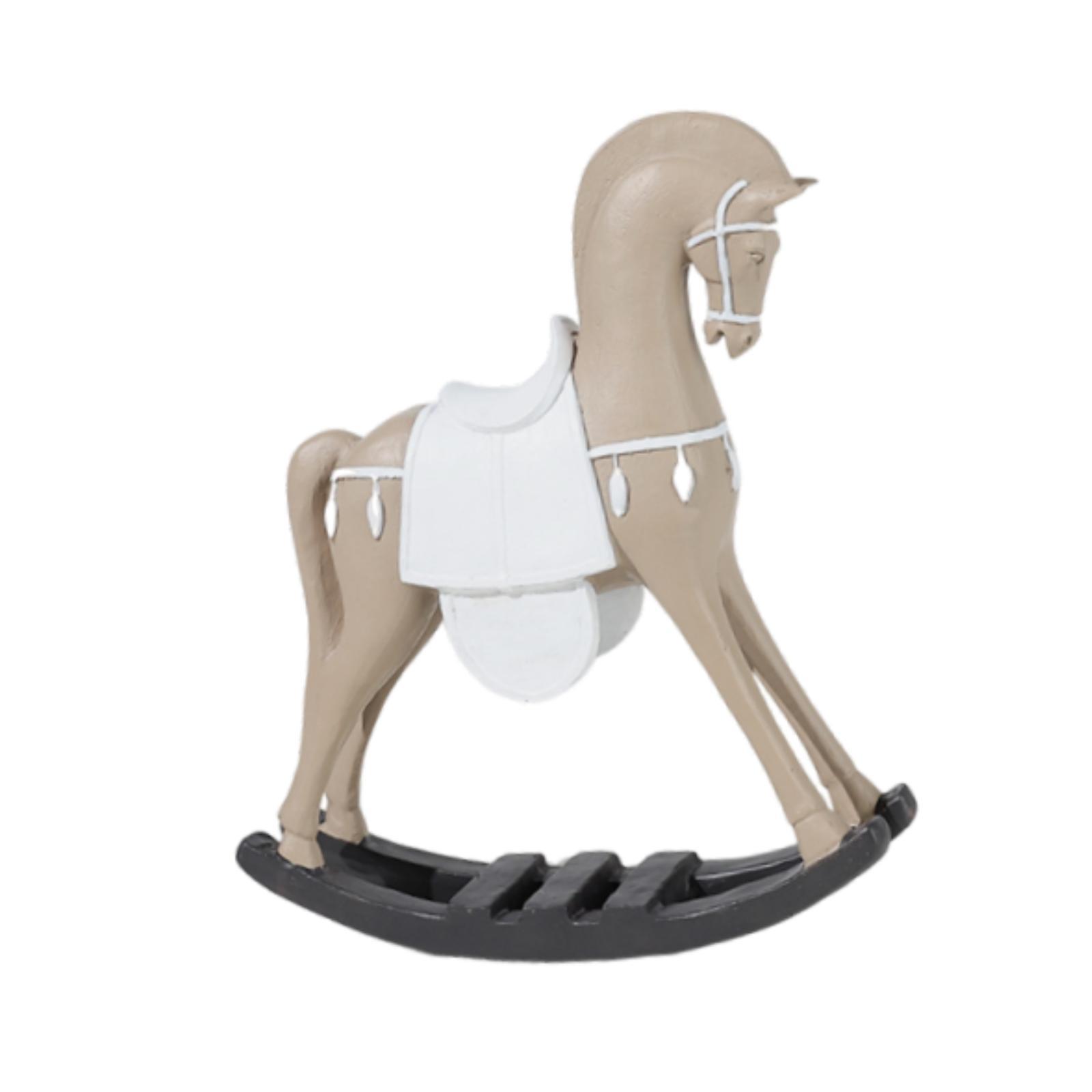 

Rocking Horse Statue Desktop Animal Statue Horse Figurine Decoration for Office Table Centerpiece Cabinet Living Room Handcraft