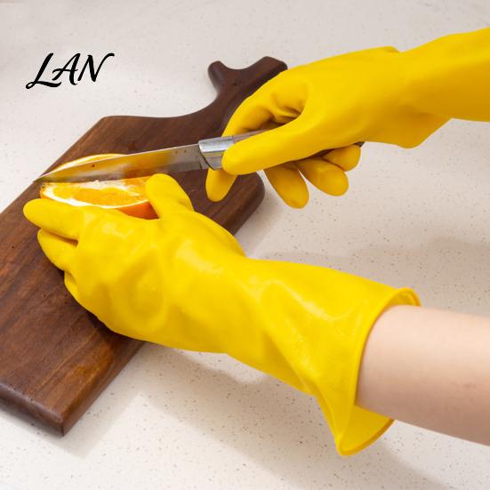 Heavy Duty PVC Gloves for Cleaning 2PCS Household Gloves, Reusable Waterproof Thickened Work Extended Flexible Food Preparation Wristband Multi