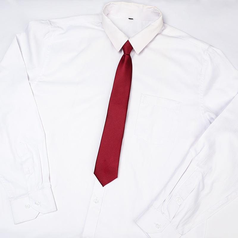 

Burgundy Zipper Lazy Tie-Free Shirt Decoration Japanese Jk Long And Short Academic Style Student Work Bow Tie
