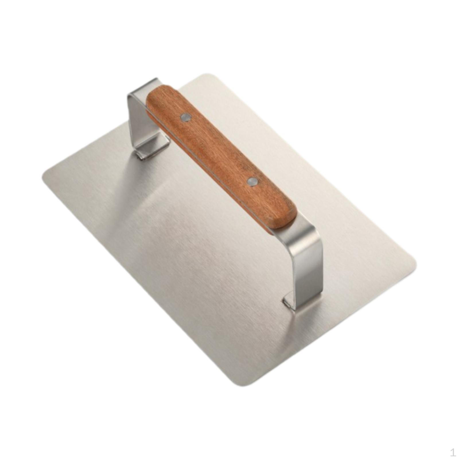 Meat Press Heavy Duty, Wooden Handle, Smasher Stainless Steel Hamburger Press, for Burger Baking