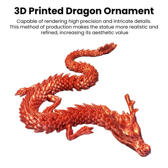 3D Printed Dragon Figure Action Toy Realistic Looking Vibrant Color Chinese Dragon