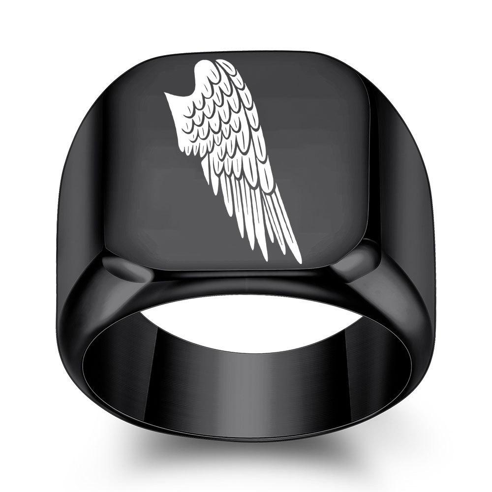 Wish Hot Sale European and American Personality 14MM Stainless Steel Wings Ring Freedom Wings Titanium Steel Trend Ring