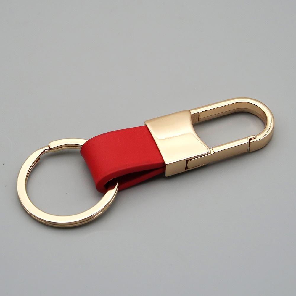 Metal and Genuine Leather Car Keychain with Customizable Laser-Engraved Logo