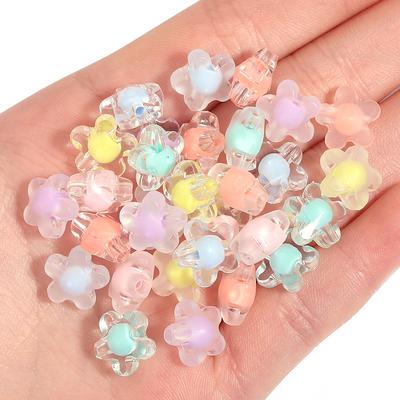 100pcs 12mm Flower Acrylic Beads Mixed Color Matte Transparent Sunflower Loose Beads For Jewelry Making DIY Bracelet Phone Chain
