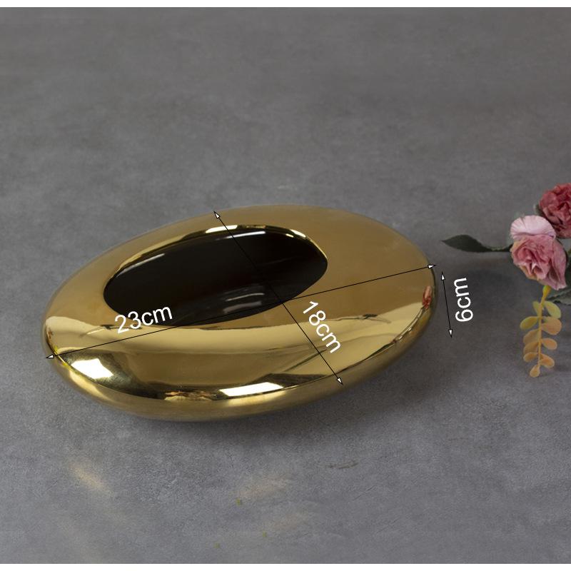 Silver Cobblestone Ceramic Vase Geometric Oval Flower Pot Floral Arrangement Accessories Flower Vase Home Decoration Accessories