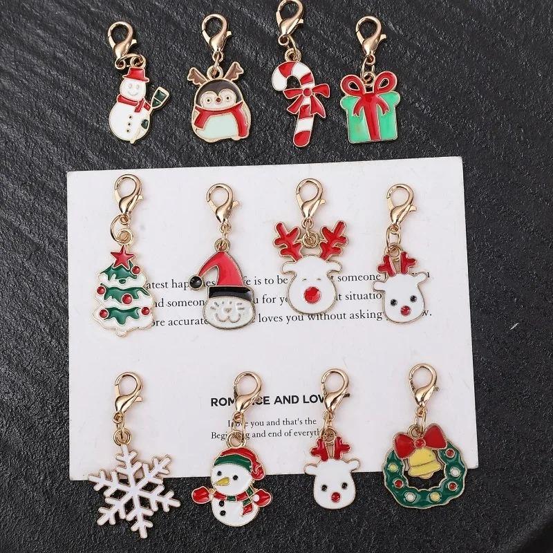 Christmas Keychains Pendants Mixed DIY Jewelry Making Set Women Kids Handmade Earrings Necklaces Bracelets Craft Party Supplies