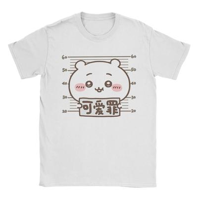 Chiikawa Cute Crime Mugshot Tshirts Men Cotton Tops Shirts Kawaii  Round Neck Short Sleeve