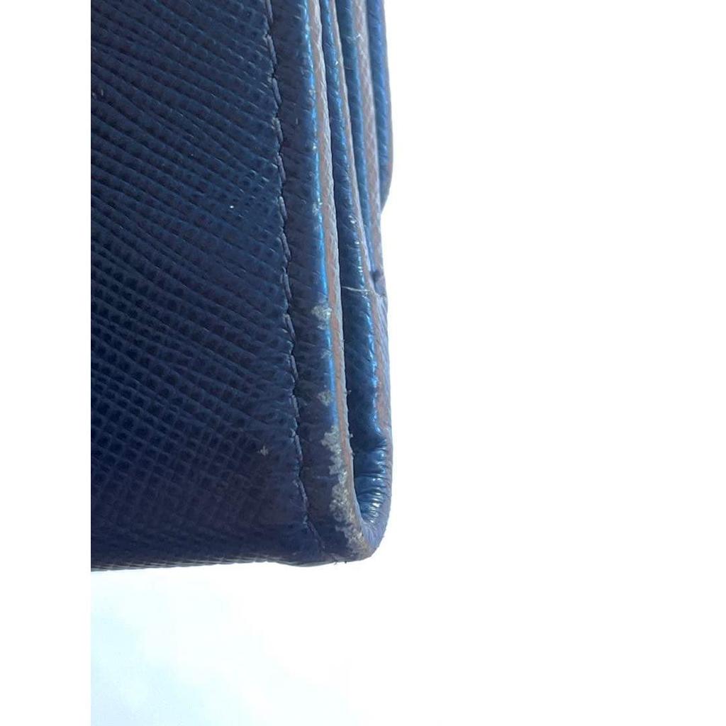 Used PRADA Saffiano Leather Bi-fold Wallet Blue
