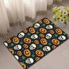 Halloween Themed Crystal Velvet Area Rug - Large Polyester Skull and Pumpkin Pattern Floor Mat for Living Room, Bedroom, Game Ro