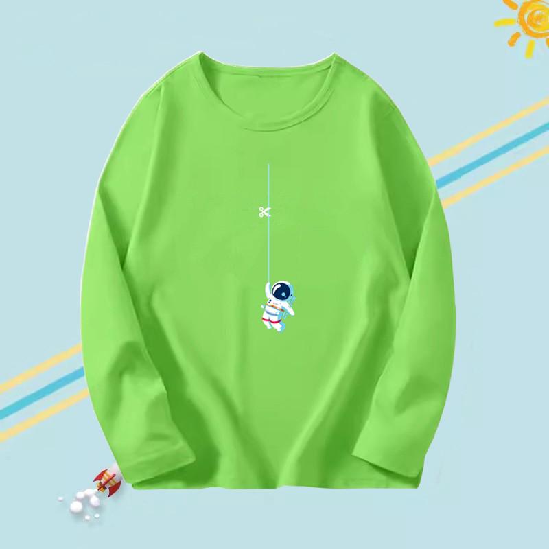 T-shirts à manches longues pour enfants garçons à col rond avec motif astronaute imprimé en 3D, tendance et décontracté pour le printemps et l'automne