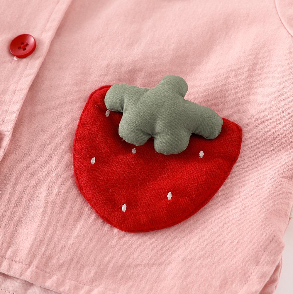 Girls' Super Cute Strawberry Hooded Jacket - Autumn 2025 Lace Cartoon Top