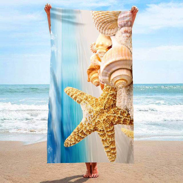 Starfish Shell Beach Towel Delicate Microfiber Kids Adults Bath Towel Outdoor Seaside Soft Blanket Living Room Home Decor Swim