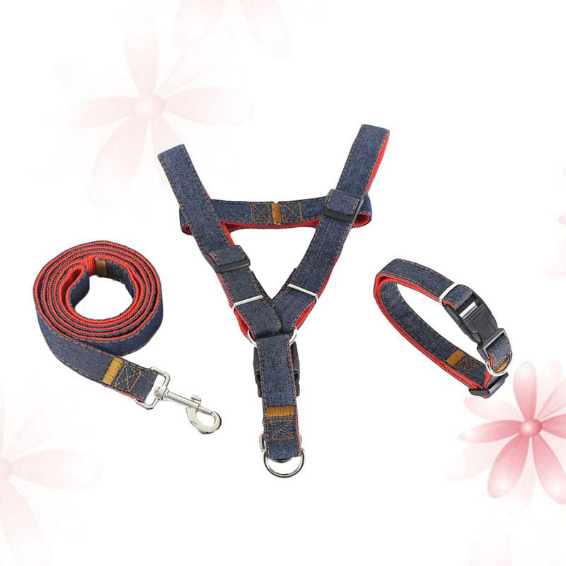 Dog Traction Rope Set Chest Harness Leash for Training Walking Control Gentle Pull Prevention Neck Safe Pet Supplies Red S