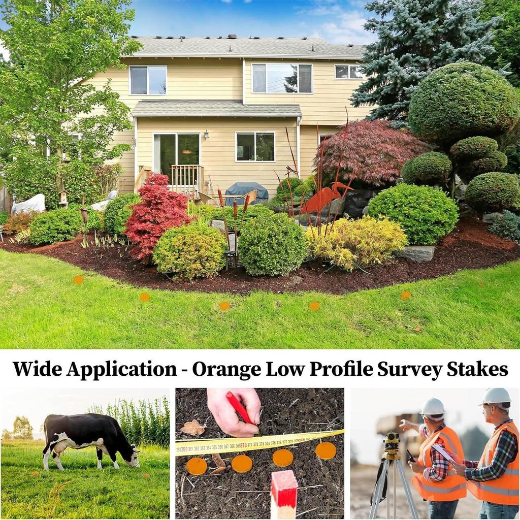 Property Markers 2-Piece Heavy Duty 12inch Bright Orange Color Driveway Markers For Garden Trail Yard Driveway Boundary Paving