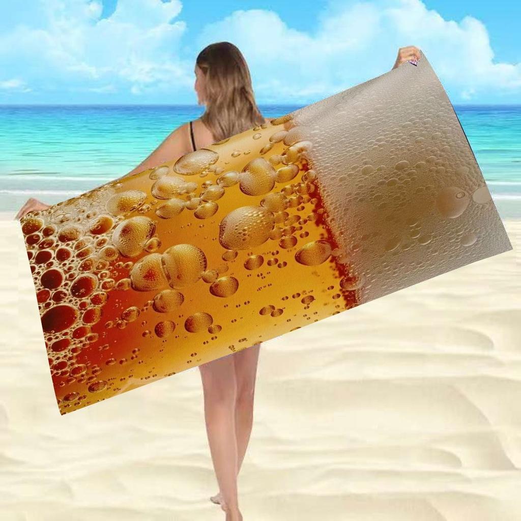 Ultra-realistisches Bier-Strandtuch, Schnell trocknend, Weich für Meeresufer, Sommerstrand, Pool, Reise, Party