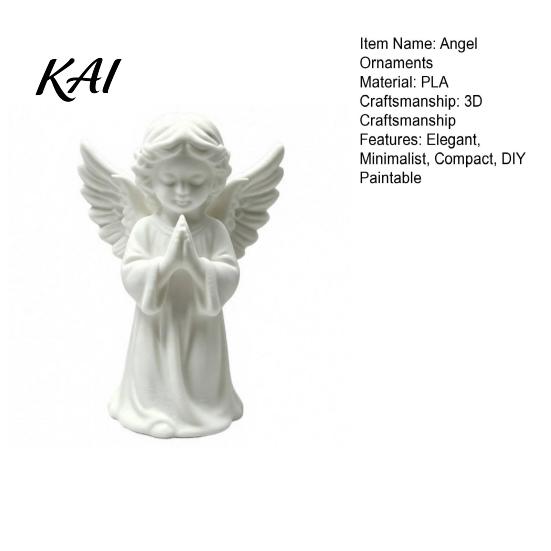 White Prayer Angel Statue 3D Printed Praying Figurine, Statue, DIY Paintable PLA Art Cherub Sculpture, Christmas Tabletop Home Office Decor, Religious