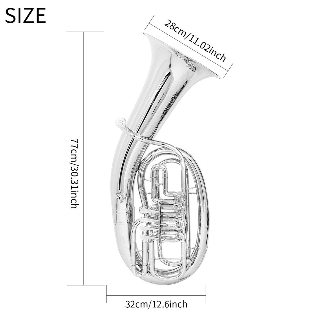 SLADE 4-Key Flat Key Euphonium Pro Bass Horn Phosphor Bronze Color Brass Body 4 Flat Keys Euphonium Brass Instrument with Parts