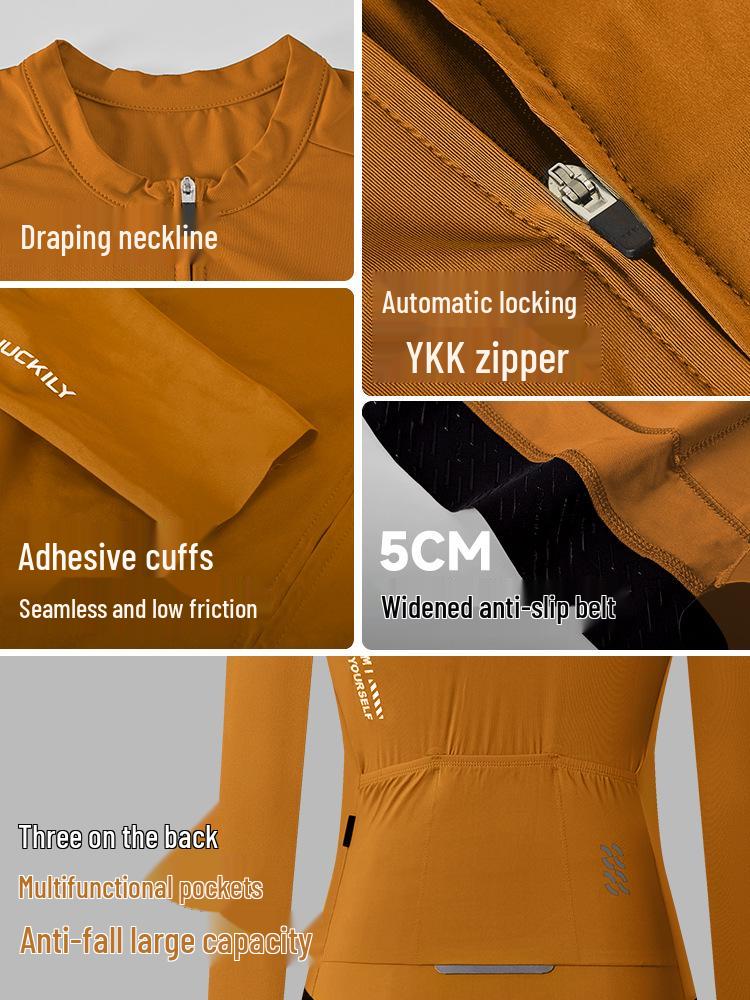 NUCKILY Women's Long Sleeve Cycling Jersey - Breathable, Sweat-Wicking, Tight-Fit Road Bike Top for Spring and Autumn.