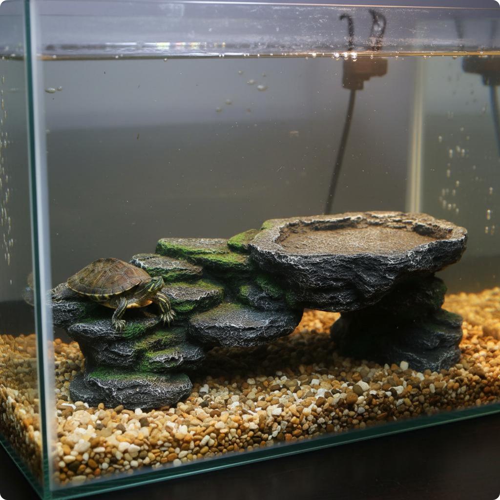Turtle Basking Platform Resin Craft Turtle Sunning Dock Rock Hideout Cave Multi-Level Design Pet Habitat Decor