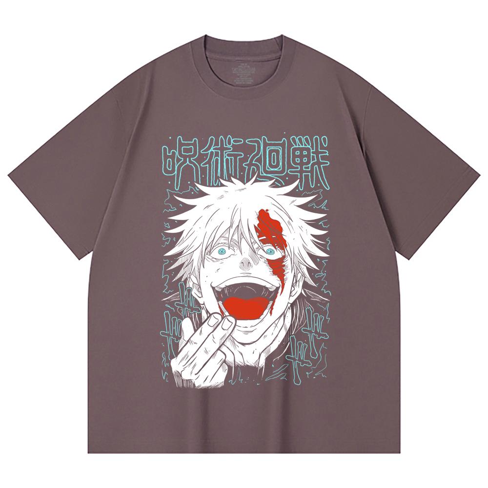 230 Gsm 100% Cotton Jujutsu Kaisen V1 Gojo Print Unisex Heavy Cotton T Shirt