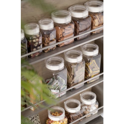 [.co.jp Exclusive] [Official] Takeya Freshlock White Storage Containers, Set of 4, Square, 500ml, with Spoon, Airtight, Refrigerator-Safe, Perfect for