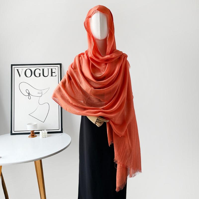 Summer Versatile Cotton and Linen Scarf Shawl Lengthened Solid Color Yarn Shawl Sunscreen Shawl Simple Scarf Silk Scarf Women