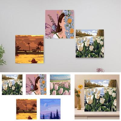 NEUE High-suchen Moderne DIY Malen Nach Zahlen Kits Fenster Wand Landschaft Durch Farbe Sofa Acryli G8F1