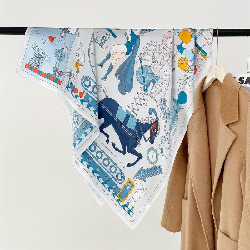 

Весна новый высококлассный темперамент однотонный креп-сатин 90 шелковый платок женский 100 шелк тутовый многоцелевой большой квадратный платок шелковый подарок 90cm