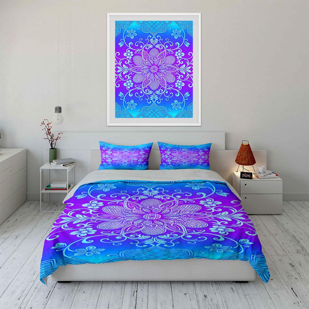 Mandala with floral motifs. Bedding sets Duvet cover sets Duvet covers Pillowcases(1* Duvet Cover 2* Pillowcases without duvet insert)